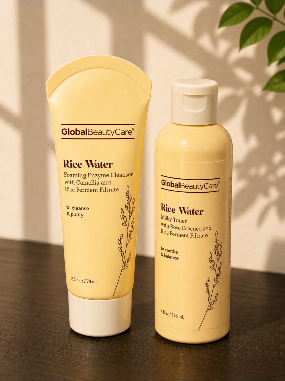 GlobalBeautyCare Rice Water Cleanser & Toner Set - Pale Yellow